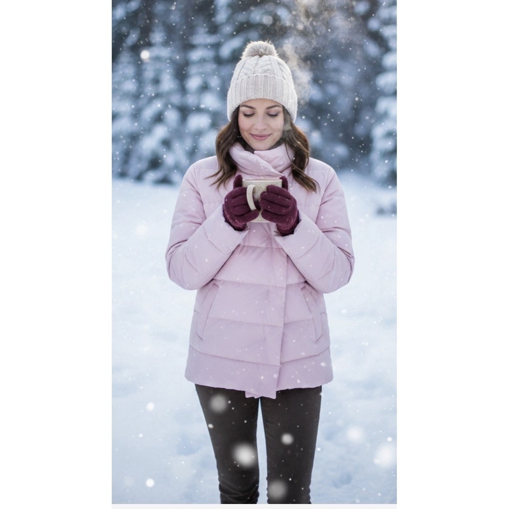 JJill Down Coat Womens Size Small Pale Pink Puffer Parka Barbiecore Lightweight